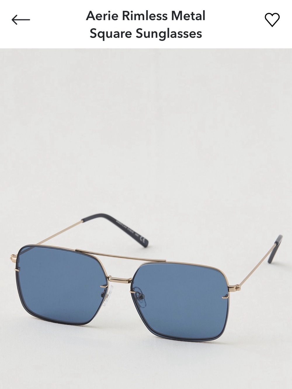 Aerie rimless metal square sunglasses